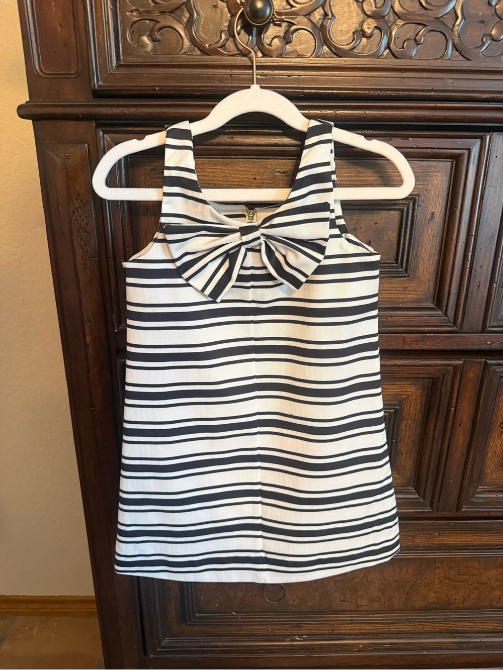 GB girls Black & White Striped Bow Dress